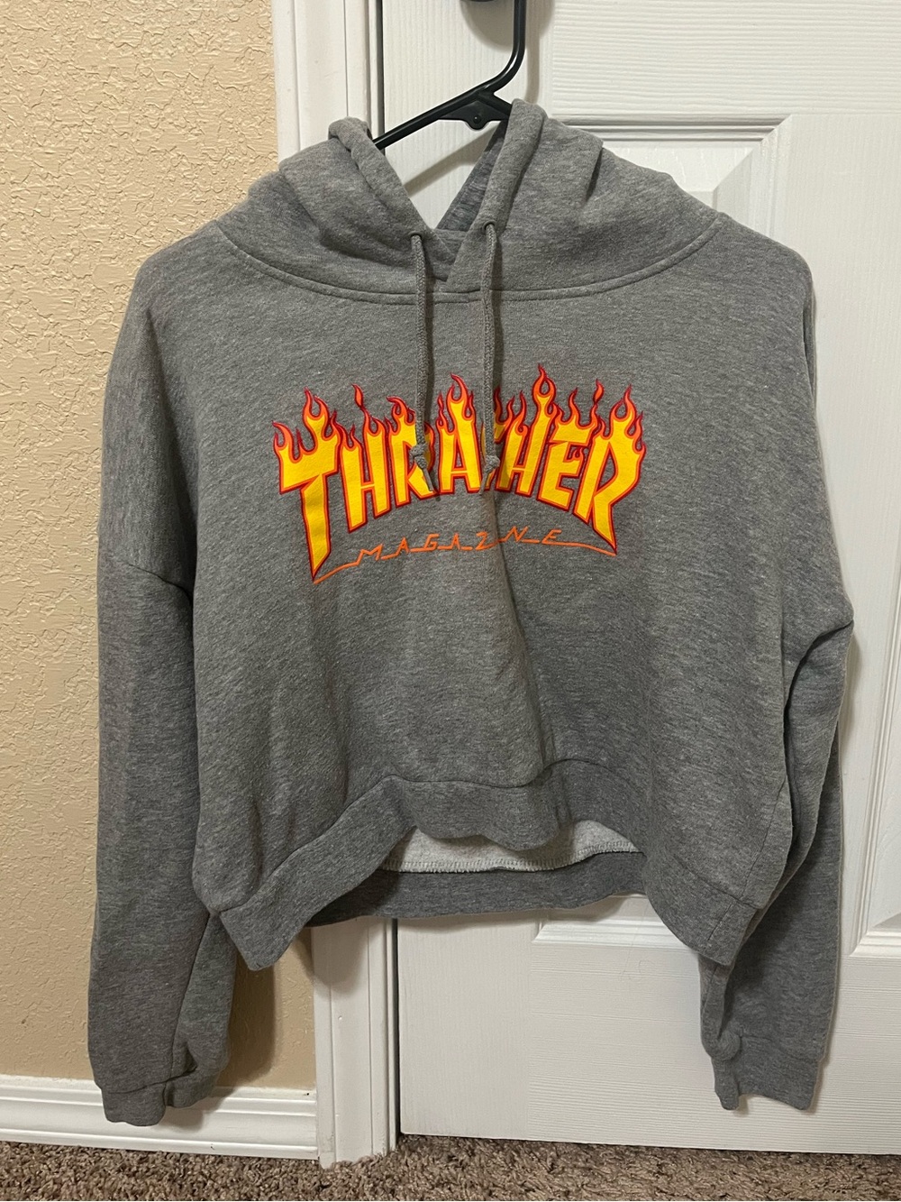 Thrasher Gray Crewneck Sweatshirt with Flame Logo